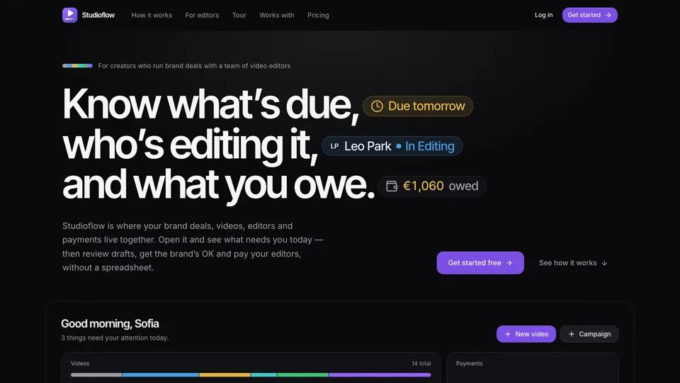 Homepage of studio-flow.xyz